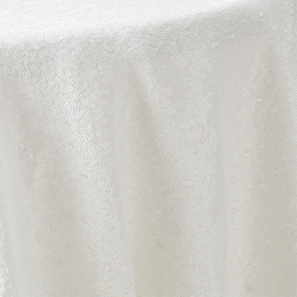 Sequin Tablecloth - Small Circle Shaped - White