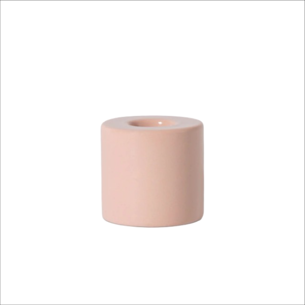 Ceramic Dinner Candle Holder - Pink Blush